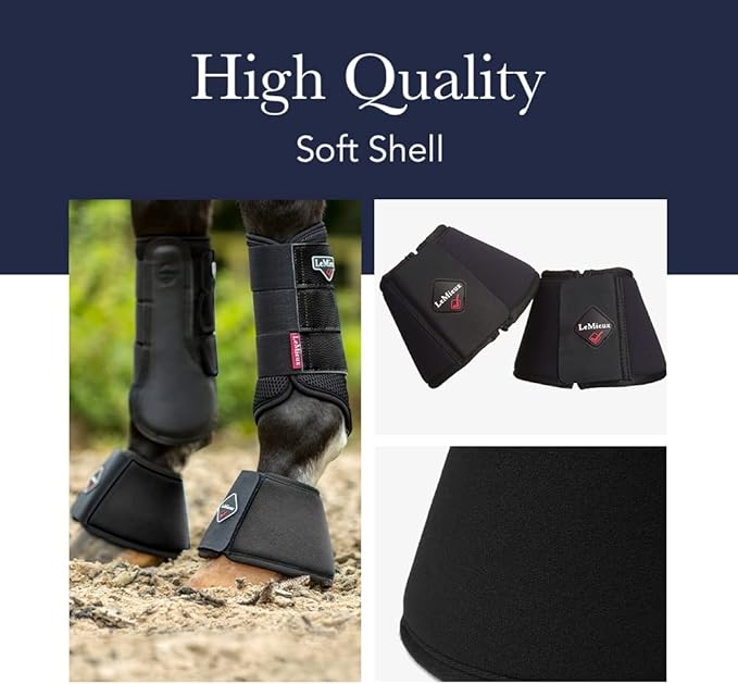 LeMieux Black Ballistic Overreach Horse Boots - Over Reach or Bell Boots for Horses - Protective Gear and Training Equipment - Equine Boots, Wraps & Accessories