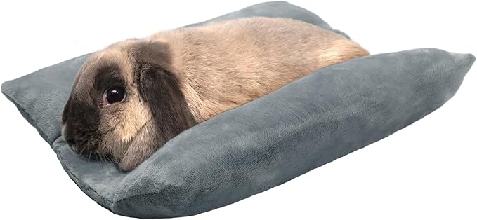 Alphatool Soft Bunny Bed - 15.7" x 14" Rabbit Bed, Warm Cuddle Cushion Plush Mat for Guinea Pig, Ferret, Small Animal - Grey