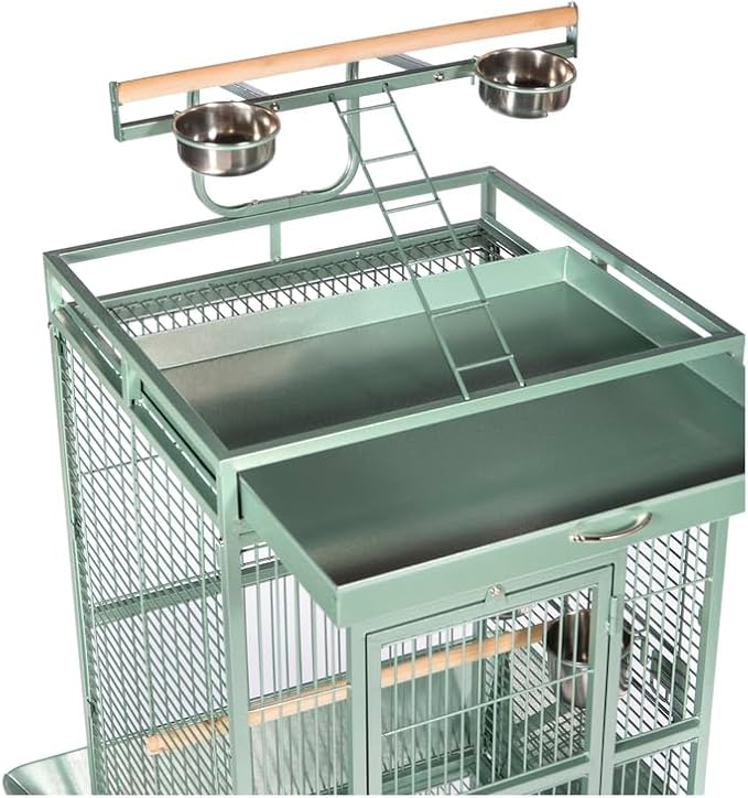 Suburban Sophistication Playtop Bird Home with Spacious Design, Durable Materials, Removable Perches Small/Sage Green
