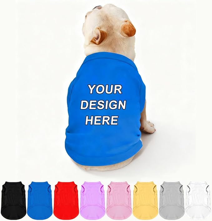 Customized Dog Shirt Custom Pet Clothes T Shirts for Small to Large Dogs Design Image Logo Text Outfits for Puppy Cat Personalized Breathable Sleeveless Pullover Blue, 5XL