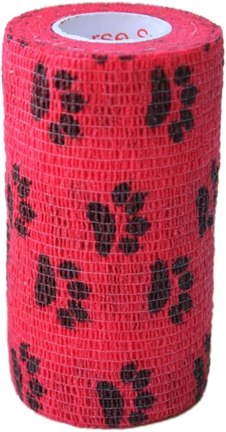 Prairie Horse Supply 3 Inch Vet Wrap Tape Bulk (Assorted Paw Prints) (Pack of 6) Self Adhesive Adherent Adhering Flex Bandage Grip Roll Dog Cat