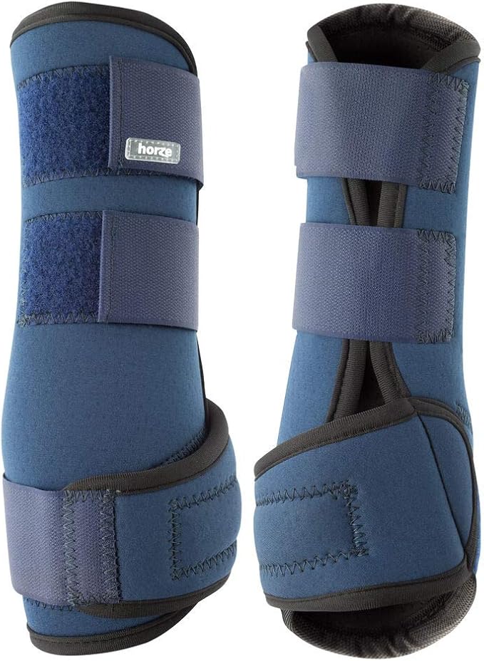 HORZE Brushing Splint Boots for Horses (Pair) - Durable Neoprene, Secure Closure, Lightweight - Blue - L