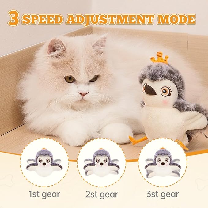 Flapping Bird Cat Toy, Interactive Chirping Bird Cat Toy, Simulated Chirping Bird Cat Toys Flapping Wings, Rechargeable, 3 Modes, Touch Activated (Chicken)