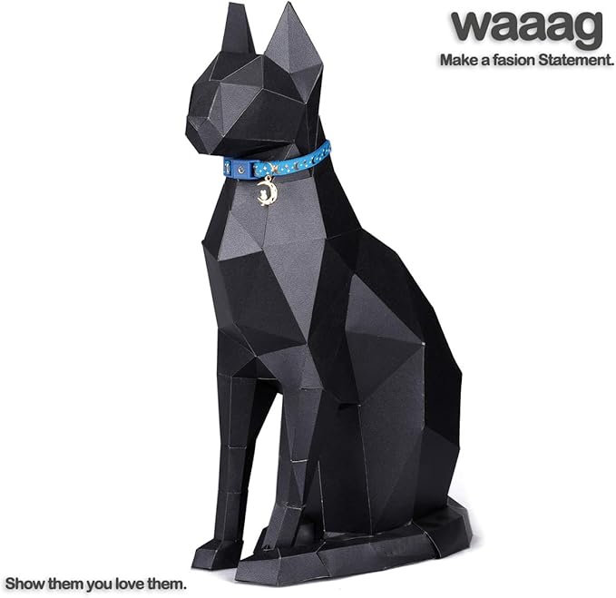 WAAAG Cat Collars, Gold Moons and Stars Cat Collar, Safety Breakaway Cat Collar, Glow in The Dark (Kitten 6.5"-10" Neck, Royal Blue)