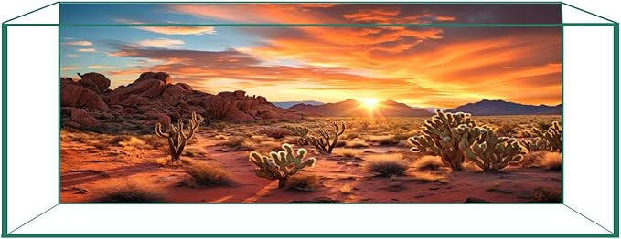 Aquarium Background & Terrarium Background – Ultra HD Static Cling, Tape-Free, Desert Sunset Design for Reptile Tank Decorations, Perfect for Bearded Dragon and Leopard Gecko Tanks 17.7 X 47.2 Inches