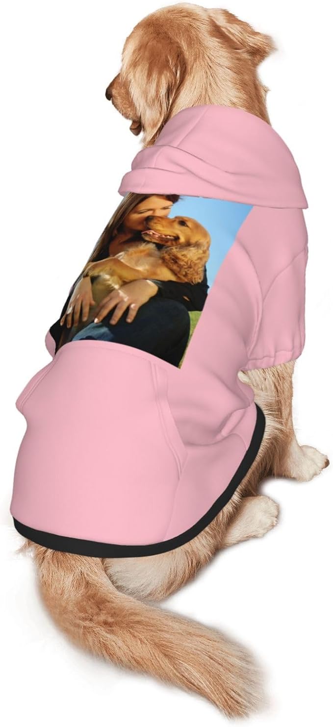 Custom Dog Hoodie Add Your Design Soft & Warm Personalized Photo Text Logo Name Dog Clothes for Puppy Sweatshirt Hooded for Small Medium Large Dogs Girl/Boy Cats Pink