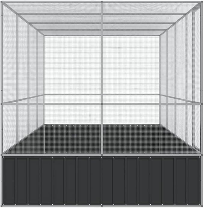 Large Bird Aviary with Extension, Outdoor Galvanized Steel Bird Cage, Galvanized Steel Outdoor Bird Aviary, Mesh Fence Bird House for Small Animals, 164.6"x81.5"x83.5"