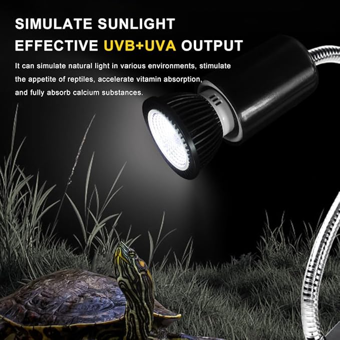 UVB Reptile Heat Lamp Bulbs, UVB Reptile Light Bulb, 3-Watt 5.0 UVA UVB Full Spectrum Light Bulb for Snake, Bearded Dragon, Lizard, Tortoise(Tropical UVB5.0)