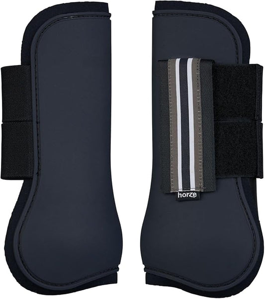 HORZE Adepto Open Front Tendon Boots | Durable Shell with Neoprene Lining - Dark Navy - Pony