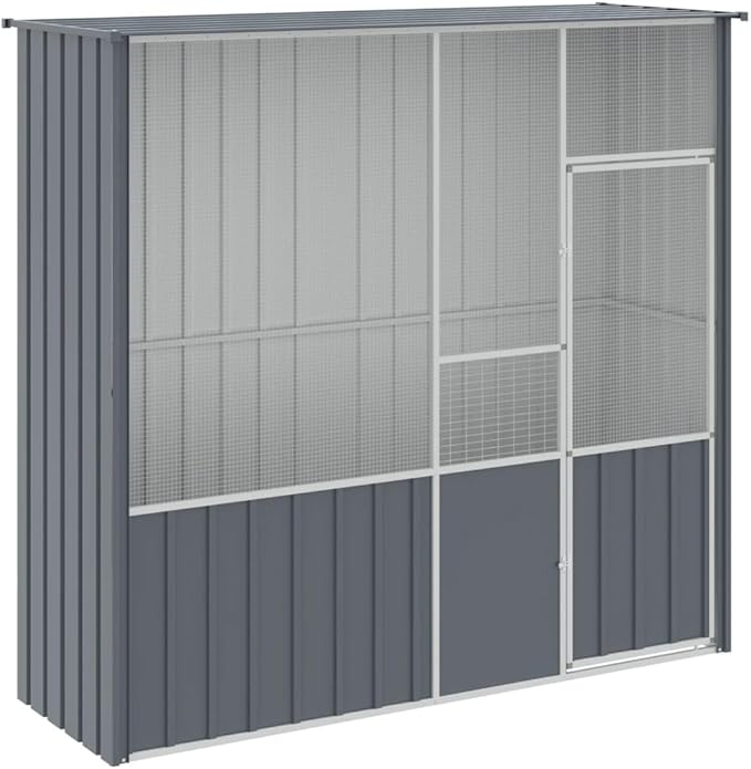 Bird Cage Galvanized Steel, Large Bird Cage with Wire Mesh Grids and Lockable Door, Aviary Spacious and Versatile Cage Ideal for Birds, Rabbits, Chickens, Anthracite 84.6"x30.7"x78.7"