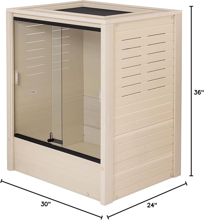 New Age Pet ECOFLEX Maple Chameleon Madagascar Vertical Reptile Habitat Lounge - Durable, Non-Toxic Wood Plastic Composite, Extra Height, Deep Floor, Removable Sliding Glass Doors with Lock