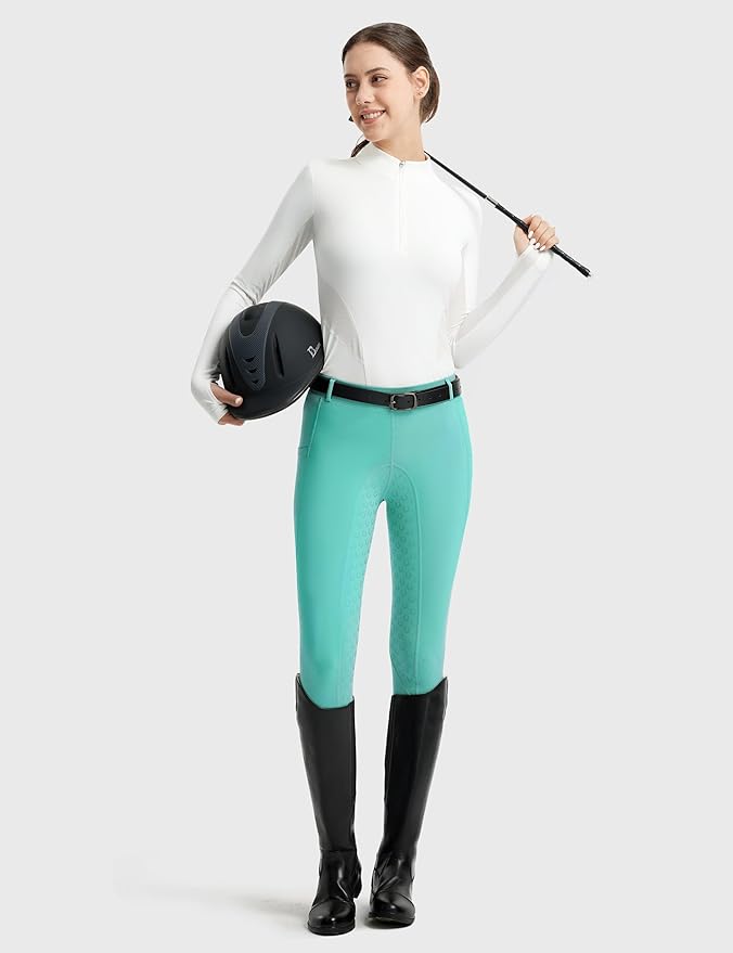 FitsT4 Sports Women's Full Seat Riding Tights Active Silicon Grip Horse Riding Tights Equestrian Breeches