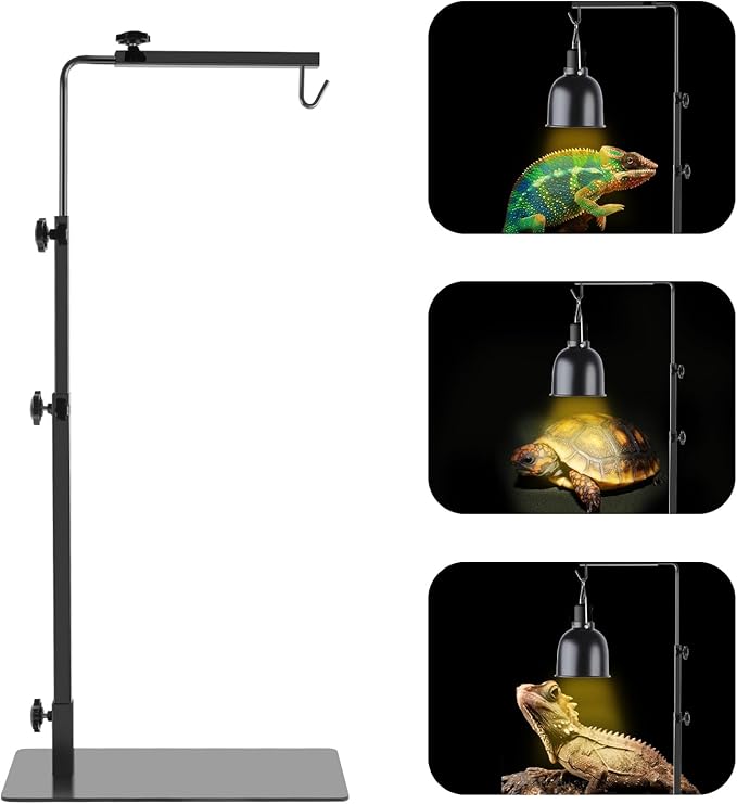 Reptile Lamp Stand, Adjustable 14-32 Inch Heat Lamp Stand, Reptile Light Stand Holder Lamp Hanging Bracket Metal Support for Glass Terrarium