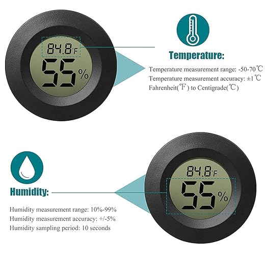 6-Pack Mini Hygrometer Thermometer Digital LCD Monitor Indoor/Outdoor Humidity Meter Gauge Temperature for Humidifiers Greenhouse Reptile Humidor Fahrenheit(℉)/ Celsius(℃)