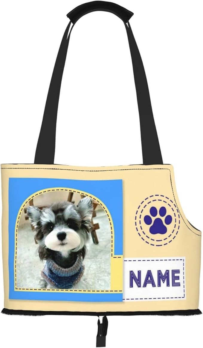 Custom Dog Carrier Purses Personalized Crossbody Puppy Carrying Bag Add Your Pet Photo Name Text Soft-Sided Sling Cat Pouch for Outdoor Hiking Traveling Subway Shopping (Style5)