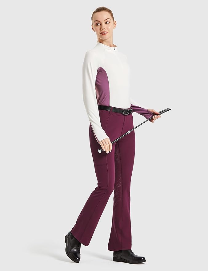 FitsT4 Sports Women's Fleece Lined Bootcut Horse Riding Pants Winter Full Seat Riding Tights with Pockets Equestrian Breeches