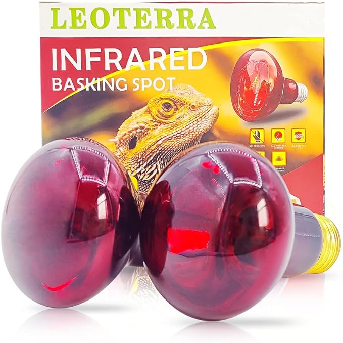 Leoterra 75w Reptile Heat Lamp 2PACK Red Night Heat Lamp Dimmable Heat lamp for Reptiles Night Heat Use E26 Base Long Service Life