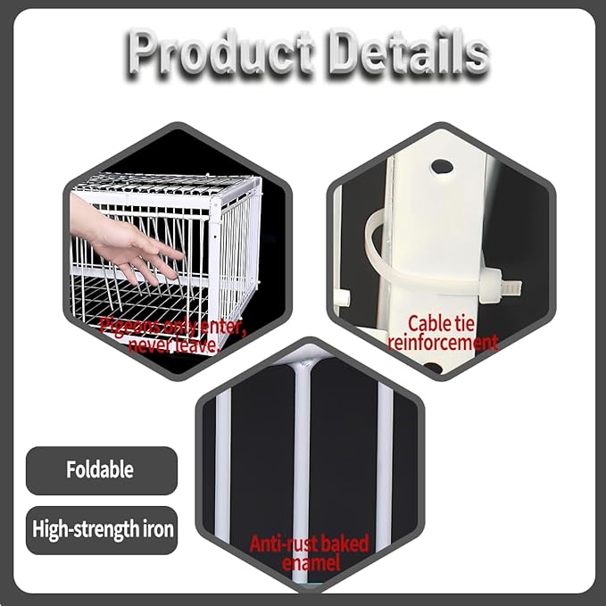 Escape-Proof Design Pigeon Coop Four Channel One Way Entrance Pigeon Trap,Pigeon Cage, Portable Easy to Assemble Outdoor Bird Cage,Can Be Used for Rooftops, Open Gardens,Barns Farms