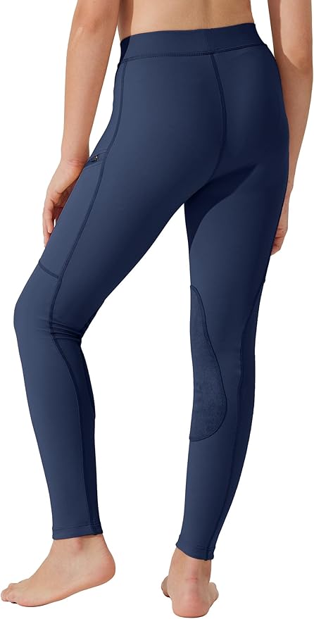 Willit Girls Horse Riding Pants Tights Kids Equestrian Breeches Knee-Patch Youth Schooling Tights Zipper Pockets
