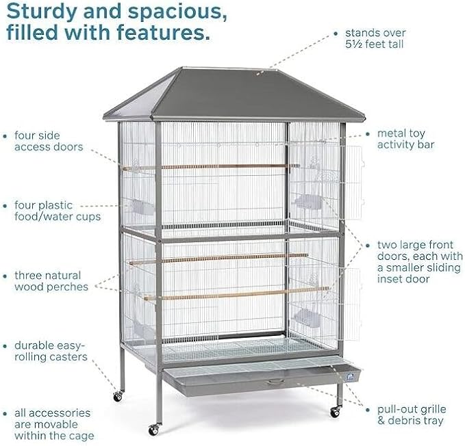 Maykoosh Bird Cage - Spacious & Elegant Design for Parakeets, Canaries & Cockatiels