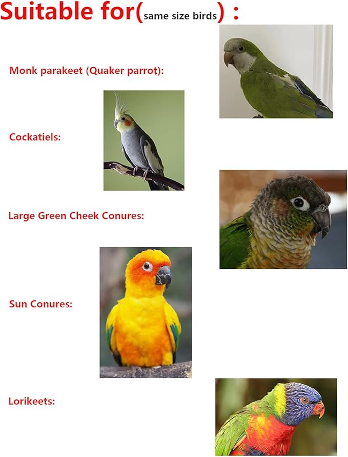 Quaker Parrot Flight Suits Bird Diaper,Monk Parakeets Cockatiels Flight Suits Liners, Parrot Diaper Clothes, Bird Training Nappy Suit with Hanger Leash Hole for Sun Conure Senegal Lorikeet