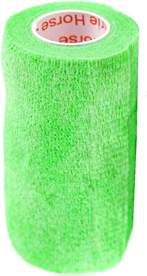 3 Inch Vet Wrap Tape Bulk (Neon Green) (Pack of 12) Self Adhesive Adherent Adhering Flex Bandage Grip Roll for Dog Cat Pet Horse
