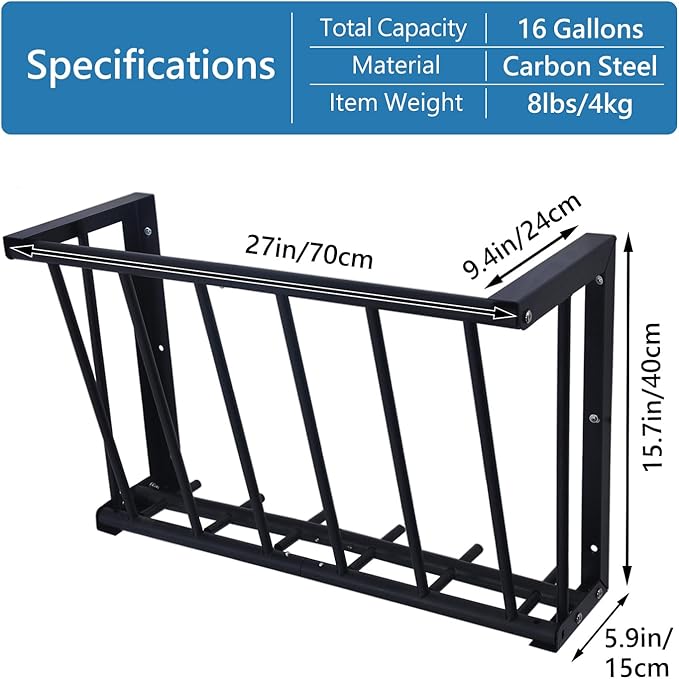 2Pcs Wall Mount Hay Rack, 27'' Long Livestock Hay Feeder with 16 Gallon Capacity, Carbon Steel Hay Feeder for Sheep, Goats, Horses, Indoor Outdoor Uses