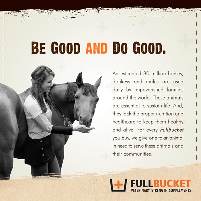 FullBucket Equine Probiotic Pellets with Saccharomyces boulardii for Horses Under High Stress or for Horses with Ongoing Digestive Issues; 20x More Concentrated and 50 Billion CFUs - 30 Servings