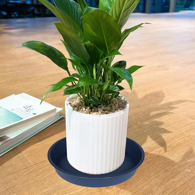 4 Pack of 16 inch Plant Saucer, Heavy Duty Round Plant Trays for Pots, Bird Bath Bowls, Plastic Plant Water Tray, Flower Plant Saucers for Indoors (16", Blue)