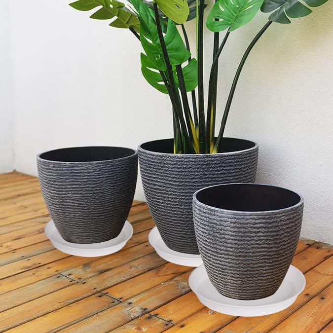 2 Pack of 17 inch Plant Saucer, 2.3" Depth Tray, Large Deep Garden Plastic Flower Planter Plant Trays for Indoors Outdoor Bath Bath (17", Creamy White)