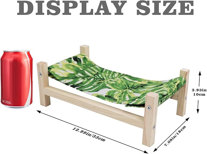 Bearded Dragon Bed, Wooden Reptile Sleeping Hammock, Bearded Dragon Tank Accessories, Habitat Accessories for Leopard Gecko Snake Lizard or Other Small Animal (Green 1, Large)