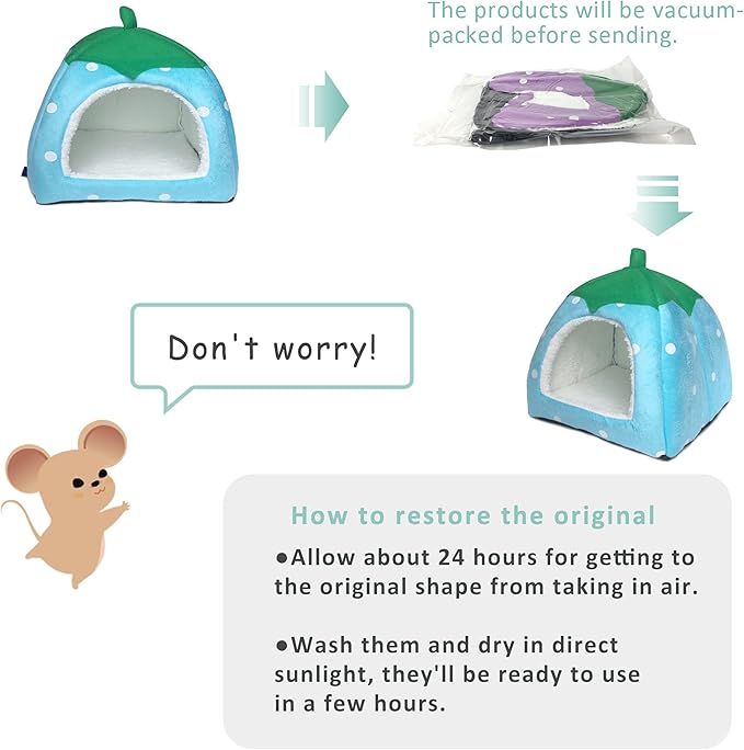Guinea Pig Hideout Bed Dwarf Rabbit House Cave Accessories Cozy Hide-Out for Little Bunny Hedgehog Ferret Chinchilla&Other Small Animals