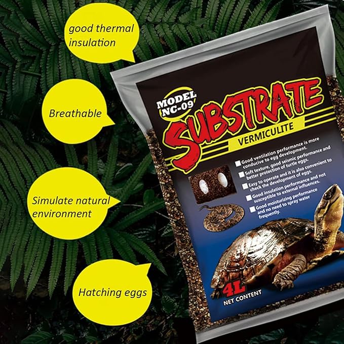 Hamiledyi Reptile Substrate Vermiculite Bedding Snake Hibernant moisturizing Soil Terrarium Bedding for Snake Tortoise Lizard Hatching Eggs(4.2Quart/4L)