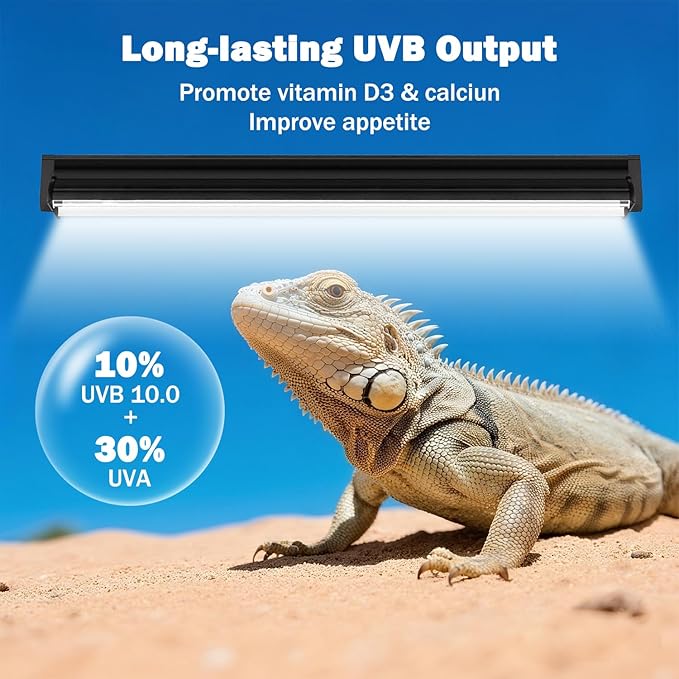 T5 10.0 UVB Reptile Light Bulb 39W, UVA UVB Light Bulb for Reptiles, 2 Pack Reptile UVB Lamp Tube 33 Inch, for Bearded Dragon, Lizards, Chameleons