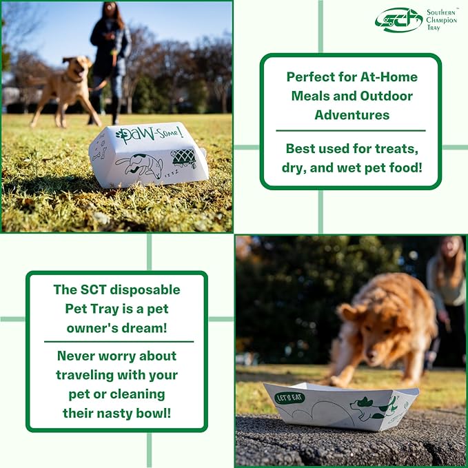 Southern Champion Tray, Medium Disposable Pet Food Bowl, Tray, Purrfect for Feeding Cats and Dogs, Wet Food and Dry Food, Indoor and Outdoor, 1 cup Capacity, 250 Count