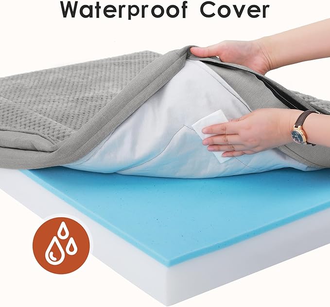 Orthopedic Dog Beds Large Sized Dog, 3 Inch Memory Foam Pet Bed for Medium and Large Dogs, Washable Removable Cover, Nonskid Bottom, Waterproof, 44x32 Inches XXL Light Grey
