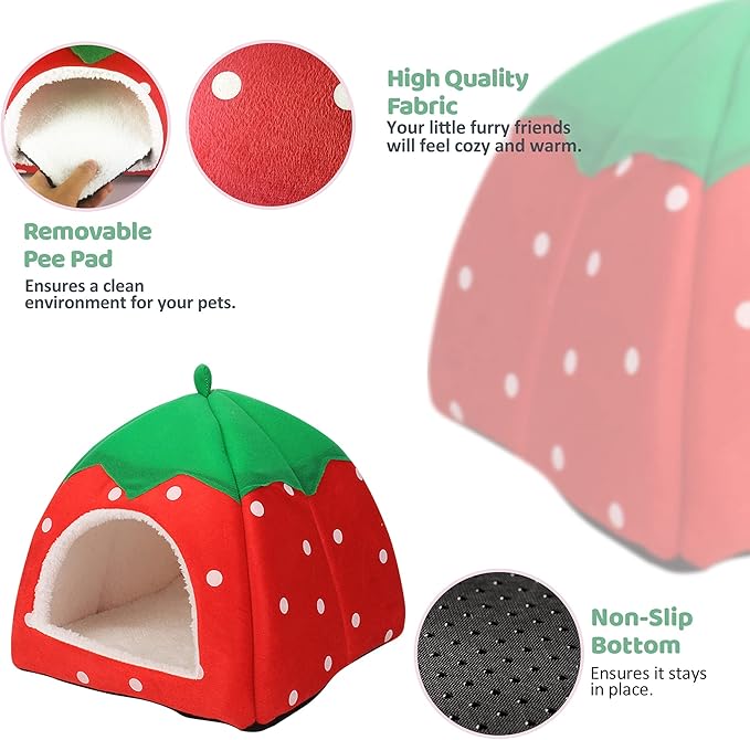 Guinea Pig Hideout Bed Dwarf Rabbit House Cave Accessories Cozy Hide-Out for Little Bunny Hedgehog Ferret Chinchilla&Other Small Animals