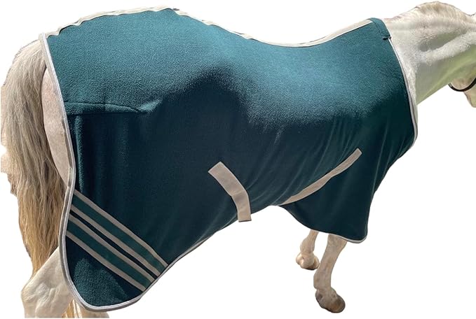 Majestic Ally Anti Pill Fleece Horse Blanket/Sheet with Silver Braided Rope (Hunter Green, 80)