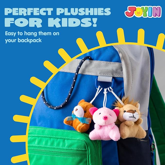 JOYIN 36 Pack Mini Animal Plush Toy Assortment (36 Units 3" Each),Bulk Stuffed Animals Party Favors for Kids, Small Animals Plush Keychain Decoration, Carnival Prizes, Christmas Party Favors