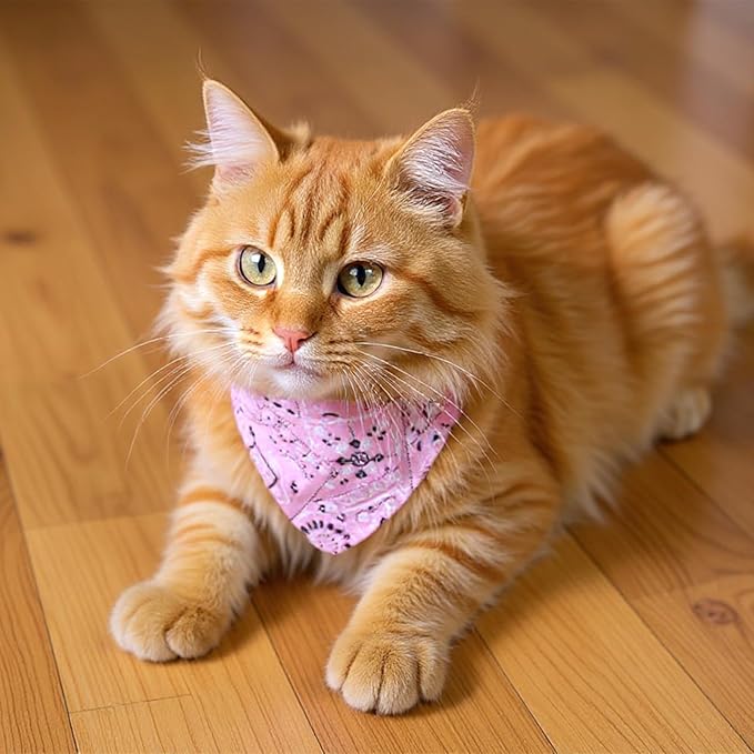6 Pcs Cat Bandana, Adjustable Pet Bandana Collars for Cats and Small Dogs, Multi-Color Suitable for Neck Circumference 22-30cm for Pets Halloween Christmas Dress Up