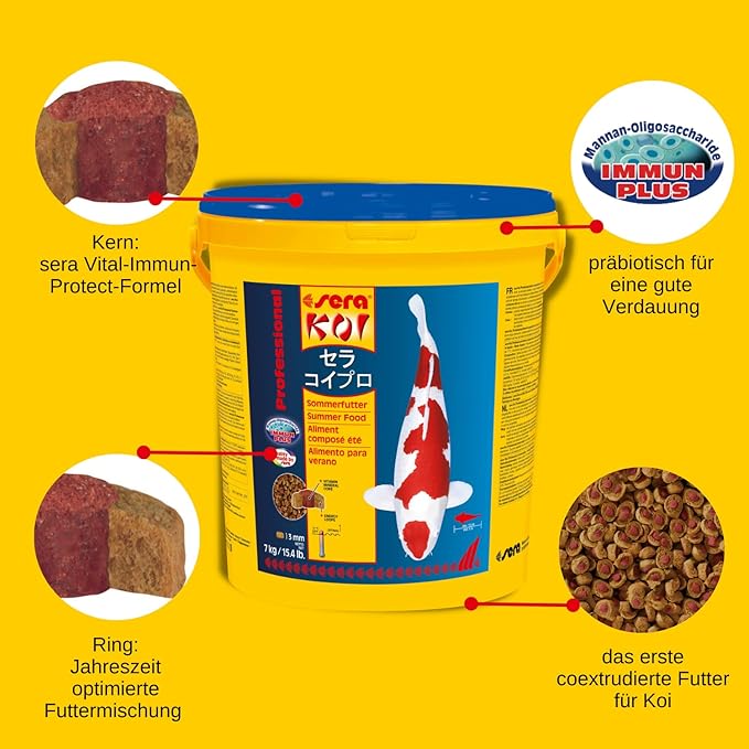 sera Koi Professional Summer 15.43lb | Energizing for Warm Seasons | Optimal Growth & Strong Immune System | Rich in Vitamins, Minerals, Proteins | for Water Temperatures Above 63°F