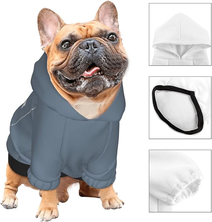 Personalized Chihuahua Dog Hoodie, Custom Pet Warm Sweatshirt Costume with Name Number Photo, Customize ID Clothes for Pupppy Kitten Dogs Cats, SlateGray, L