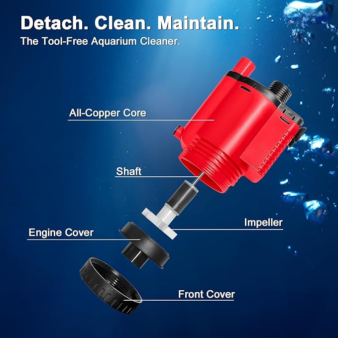 Aquarium Gravel Cleaner, Removable Water Changer, Automatic Changer with Multi-Function Nozzles, Strong Suction for Fish Tank Sand Cleaning, Water Changing and Waste Removal
