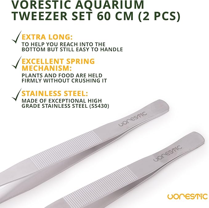 VORESTIC Aquarium Tweezers (Straight & Curved, 23.6")