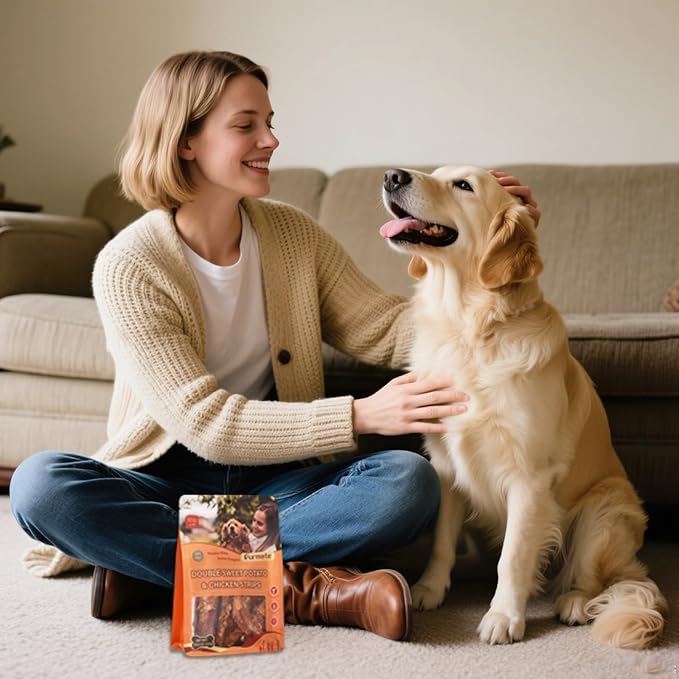 Chicken Jerky Wrapped Double Sweet Potato Dog Treats,Low Fat & Rawhide-Free & High Protein Dog Snacks,Orange & Purple Sweet Potato Soft Chews w/1% Taurine for Small Medium Large Dogs,10.58oz