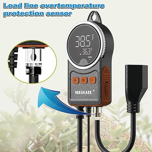 Temperature Controller can be Used for aquaculture, Plant mat Heating, Reptile Thermostat, with Load line Over-Temperature Protection and Dual Sensor auto-Safety Calibration