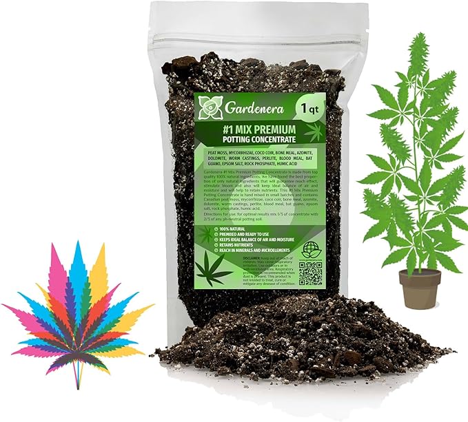 Gardenera Premium Happy Plant Potting Soil Mix - Optimal Nutrient-Rich Blend for Thriving and HIGH-Yield Herbal Plants - 1 Quart