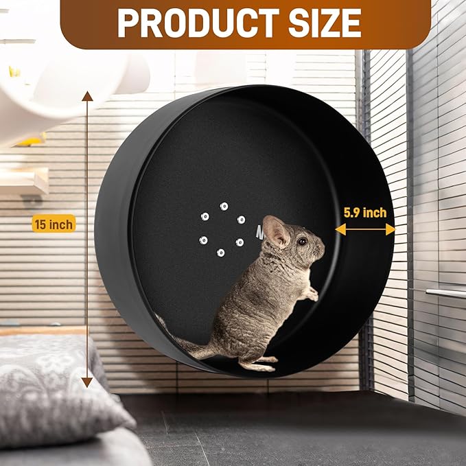 MARGAR 15" Aluminum Alloy Chinchilla Exercise Wheel,Silent Running Wheel for Chinchillas, Hamsters or Other Small Pets