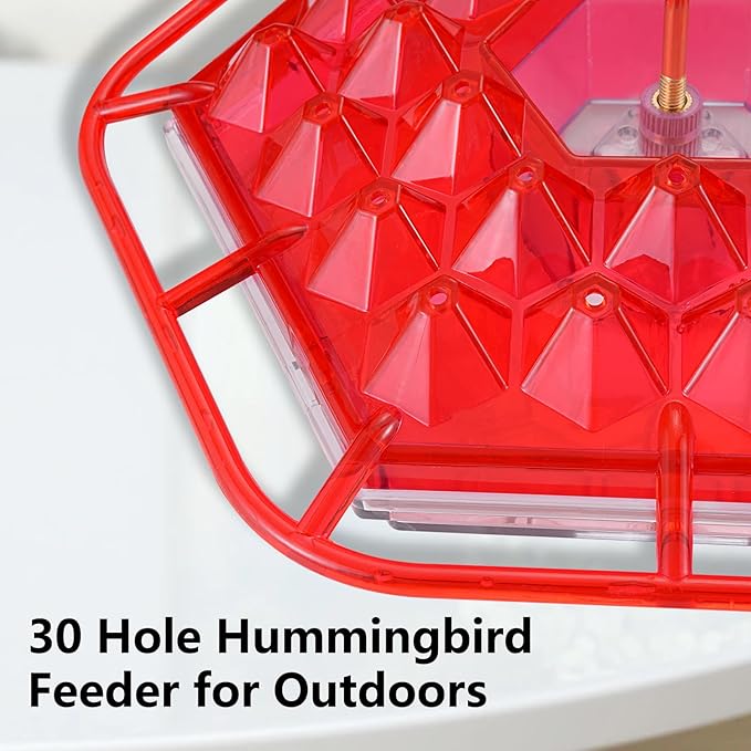 Hummingbird Feeders for Outdoors,Hanging Ant and Bee Proof,30 Feeding Ports Shirem Hummingbird Feeder,Built-in Ant Moat,Easy to Fill and Clean,14 Ounces (2 Pack)