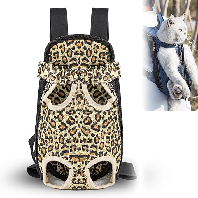 Portable Pet Carrier Backpack, Adjustable Pet Front Cat Dog Carrier Backpack Travel Bag for Small Medium Dogs Cats Puppies, Cat Backpack Carrier for Hiking Cycling (C, L)